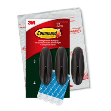 Ganchos Grandes de Bronze Command para Exterior, Suporta até 2,3 kg, 3 Ganchos e 4 Fitas Command