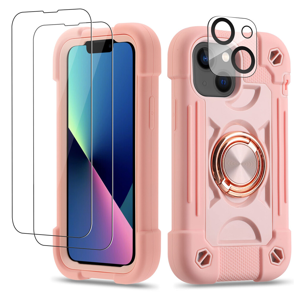 Coque Cookiver pour iPhone 13 Mini/iPhone 12 Mini 5,4 pouces avec anneau de support, 2 protections d'   cran en verre et 1 protection d'objectif d'