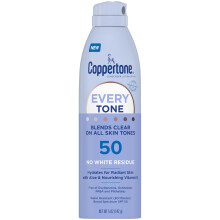 Spray Solar Coppertone Every Tone SPF 50, Leve e Transparente para Todos os Tons de Pele, 5 Oz