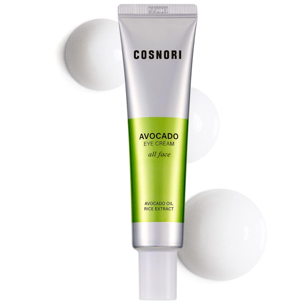 Cosnori Cream Avocado Eye - Nourishing Eye And Face - With Organic Avocado And Rice Bran Extract - Anti Wrinkle And Depuff - Irritation Free For