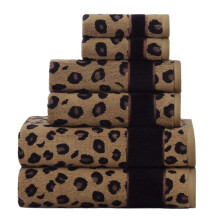COTTON CRAFT Conjunto de Toalhas 6 Peças - Estampa Animal Leopard Cheetah 100% Algodão
