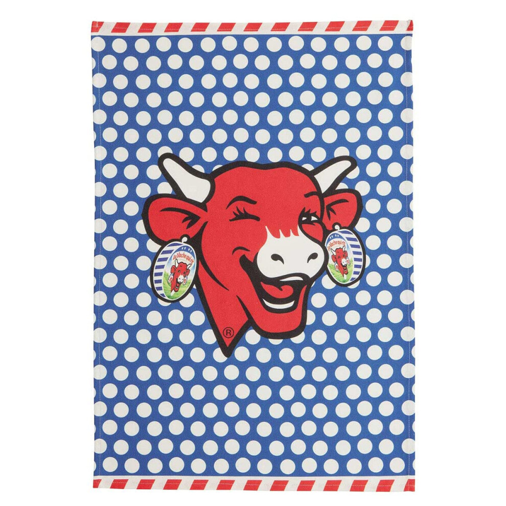Serviette Coucke en coton fran   ais imprim    num   riquement Vache qui rit Pop Bleu 50,8 cm x 76,2 cm Multicolore