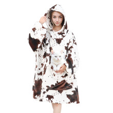 cow print Wearable Blanket Hoodie Women Oversized Blanket Hoodie Warm Cozy Black and White Sweatshirt Blanket Gifts for Adult Women Men