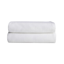 Asciugamani in spugna a nido d'ape Cozy Earth White - Realizzati in cotone e viscosa di bamb , morbidi e assorbenti
