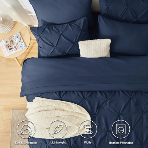 CozyLux Ensemble de Couette Complet - 7 Pièces Couettes Taille Complète Bleu Marine 2