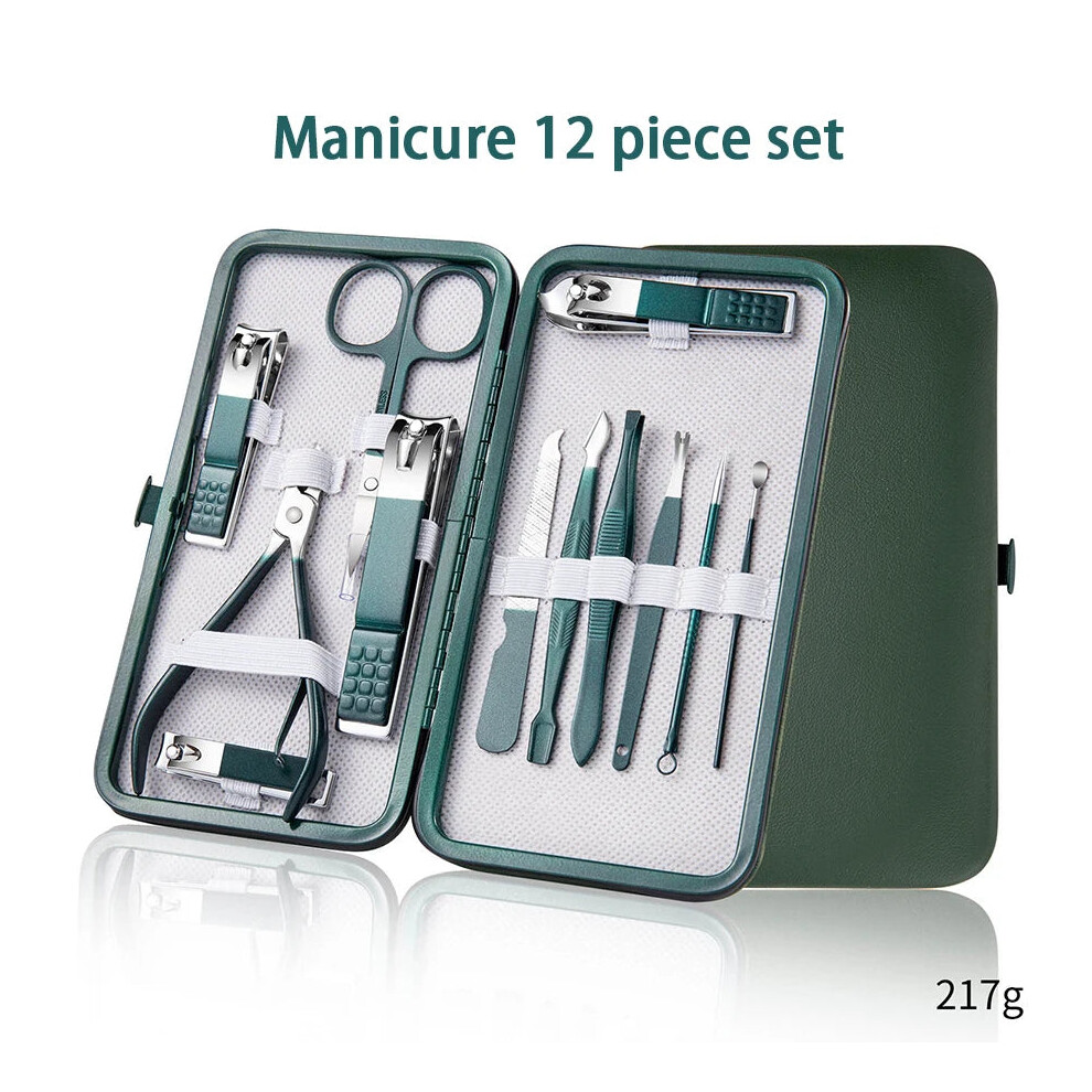 Nail Clippers Of Kiya Steel Green (12Pcs Set ) Portable Manicure Sets Pedicure Kits Nail Clipper Set Personal Care Tools