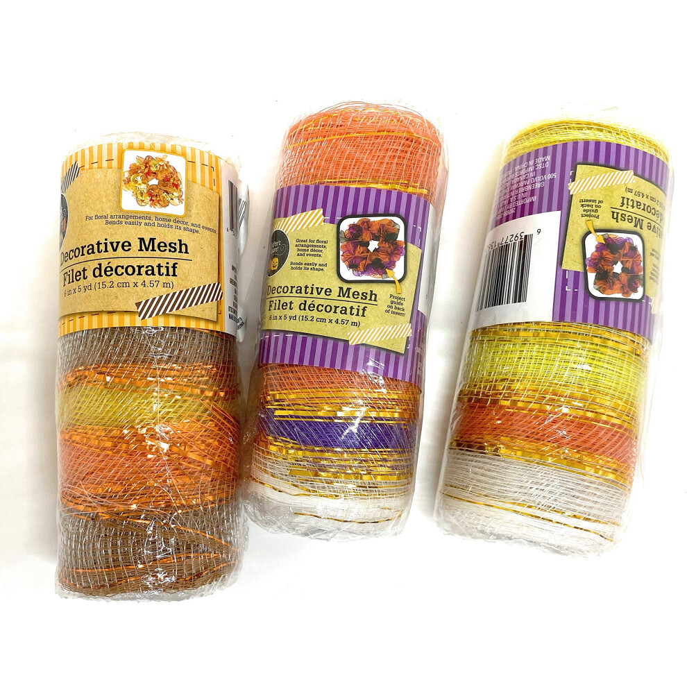 Sacs Et Tiquettes Carr S Crafters Boutique ~ Ruban En Maille De Couleurs Assorties Pour L'automne, Halloween, Thanksgiving - 15,2 Cm X 4,57 M (6-image