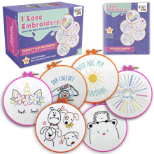 Craftiloo 10 Forstemplede broderimønstre til begyndere Broderingssæt til børnepiger Nålepoint-sæt til begyndere Cross Stitch Craft Sying Perfekt