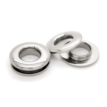 Craftmemore 5/8 """" (15 mm) hl metallskruvringar Eglarna GROMMET KVALITET RUND POLISKA PURSE ENKEL INSTALLATIONSPACK AV 4 SCET (SILVER)
