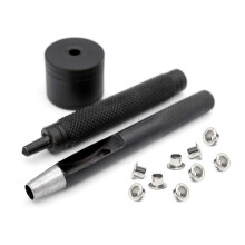 CraftMemore 3mm 1/8 """" Grommet Tool Kit Eyelet Instllningsverktyg GROMMET SETTER HOLE Punch Cutter & Pack of 100 Grommets (0,12 """" (3mm) Inside