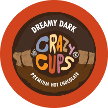 Cialde di cioccolata calda Crazy Cups Dreamy Dark Chocolate per macchine Keurig K-Cup Cialde di cioccolata calda monodose Dark, confezione da 22