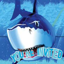 Creative Converting Birthday Shark Splash Gatefold Invitation 6 x 4 1/2"""" Multicolor