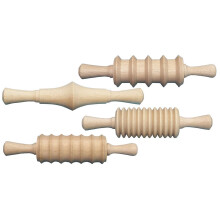 Creativity Street AC3748DI Clay and Dough Pattern Rolling Pin Set 8-1/4"""""""" Size Wood (Pack of 4)