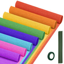 Crepe Paper Streamers 8 Rolls  10 x 98Inch 8 Rainbow Colors Crepe Paper Sheets for DIY Gift Colourful Paper Flower Wrapping Paper Crafts Birthday Wedd