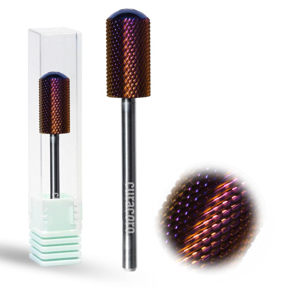 Curacoro Nail Drill Bits 3/32'' - L-Shape Smooth Stop Barrel Carbide Bit (Fine) For Professional Finish Gently Remove Buff & Polish Gel Nails Nail