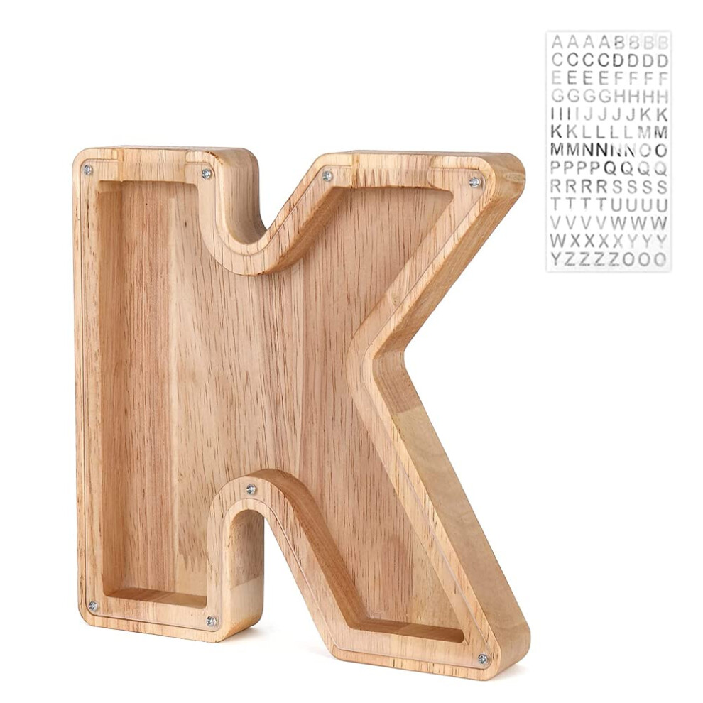 Tirelire en bois personnalisée CCHKFEI, pot à pièces personnalisé, pot de rangement créatif à 26 lettres, tirelire alphabet pour enfants, cadeau