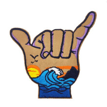Cute-Patch Hawaii Shaka H?ndh?ng l?st broderede Iron-on Patch Surf- og strandgaver