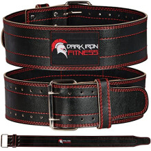 Dark Iron Fitness Weight Lifting Belt for Men & Women - 100% Leather Gym Belts for Weightlifting Powerlifting Strength Training Squat or Deadlift W