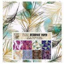 Decoupage Paper Pack 24 Sheets 6x6 Peacock Feathers FLONZ Vintage Styled Seamless Pattern Paper for Decoupage  Craft and Scrapbooking
