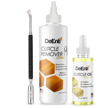 DeEnti Cuticle Maintenance Pack Bundle Includes Citrus Scented Cuticle Remover Cuticle Oil for Nails and Metal Cuticle Pusher Tool Salon Grad