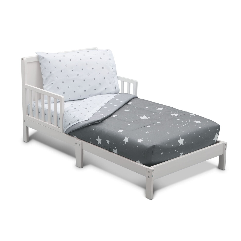 Delta Children 4 Piece Toddler Bedding Set for Boys - Reversible 2-in-1 Comforter - includes Fitted Comforter to Keep Little Ones Snug  Bottom Sheet