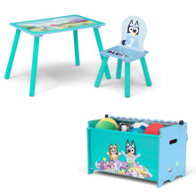 Delta Children Bluey - Set da gioco per bambini, 3 pezzi - Include tavolo, sedia e contenitore per giocattoli, colore: blu
