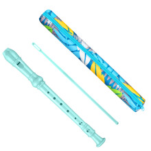 Descant Sopran-Blockflöte für Kinder, Musik-Instrument mit Reinigungsstab + Tasche (Seeblau)