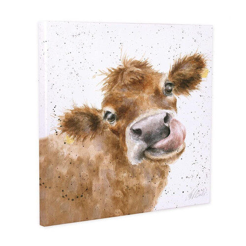 Wrendale Designs - 'Mooooo' Cow White Square Canvas Print 20cm Square