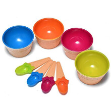 Dessertschalen, 4er-Pack, Eisbecher-Lffel-Set, Becher fr gefrorenen Joghurt mit Lffeln, robuster Kunststoff, Bonbonfarben, schne Dessertschssel,