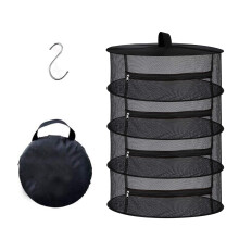 Desy & Feeci Herb Drying Rack- 4 Layer Folding Mesh Hanging Basket Dryer Net with Orange Zippers for Seeds Flowers Buds Plants Garden Outdoor Bumper H