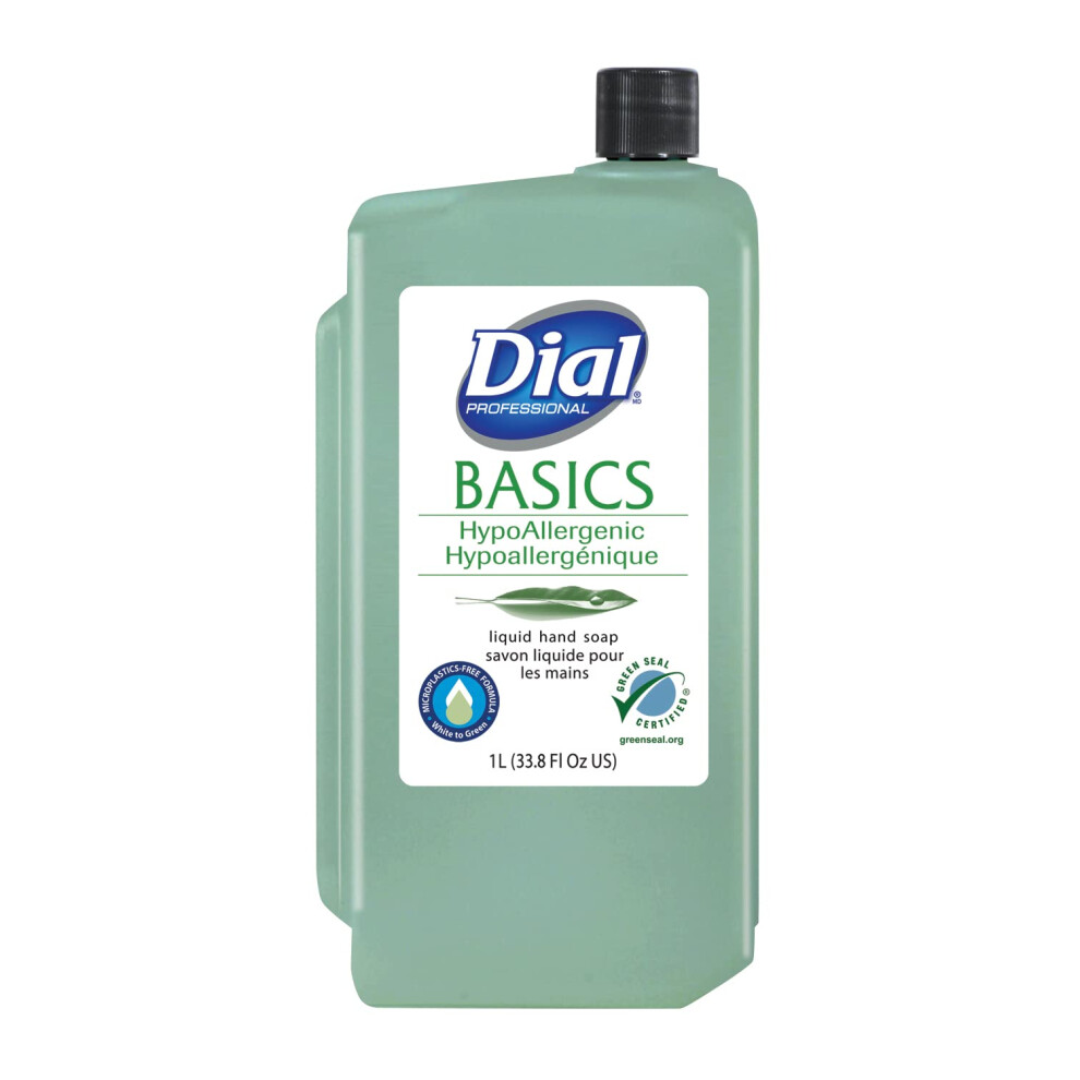 W Hlen Dial Professional Basics Hypoallergenic Liquid Hand Soap Green Seal Certified 1L Cartridge Dispenser Refill Bottle (Pack Of 8)