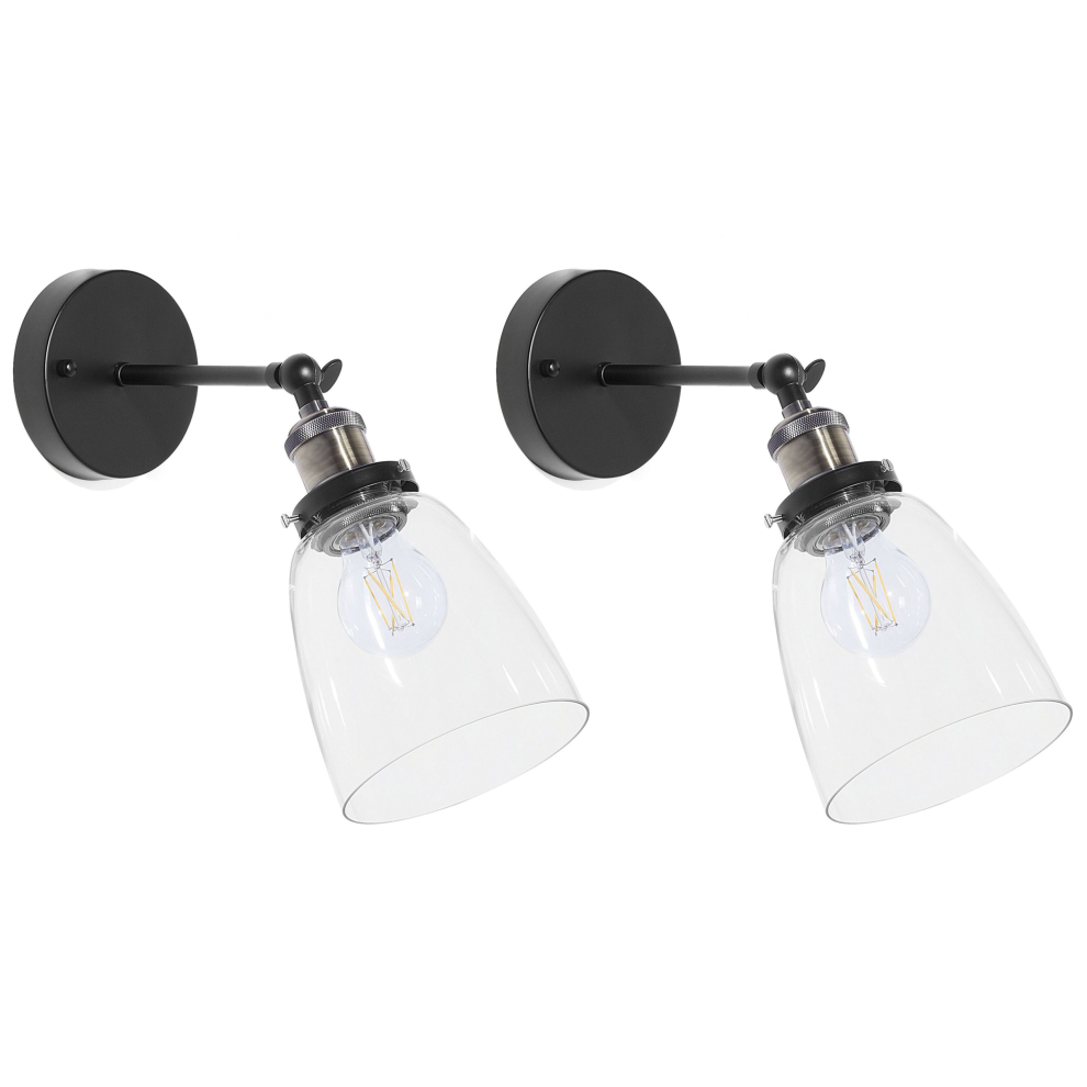 Set of 2 Wall Lamps LOVAT Adjustable Metal Transparent Black