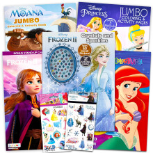Disney Princess Coloring Book Super Set for Kids - Activities Stickers and Games - Featuring Disney Princess Frozen and Moana