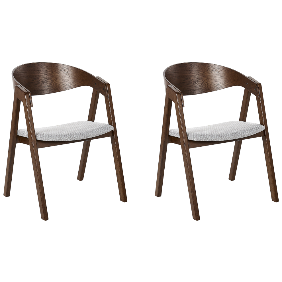 Set of 2 Dining Chairs YUBA Wood Light Grey