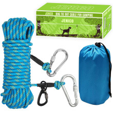 Dog Tie Out Cable for Camping - 50ft/70ft/100ft Portable Reflective Overhead Trolley System for Dogs up to 300lbs - Dog Lead for Yard Camping Parks