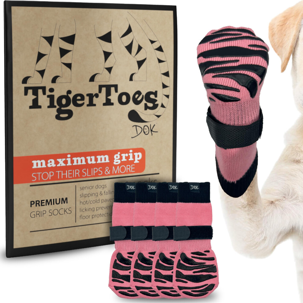 Chaussettes AntidéRapantes Dok Tigertoes Premium Pour Chiens, IdéAles Pour Les Parquets En Bois Dur. AdhéRence Extra-éPaisse, MêMe En Cas De Tors-image