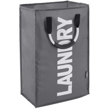 DOKEHOM 50L Collapsible Washing Laundry Basket Bag for Bedroom Fabric (Dark Grey)