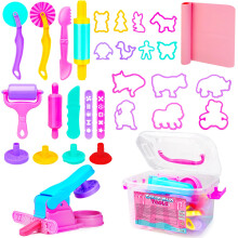 Teigwerkzeug-Sets fr Kinder und Kleinkinder, niedliches Teigzubehr mit Nudelholz, Teigmatte, Aufbewahrungsbox, Party-Set, Teigspielzeug fr Kinder