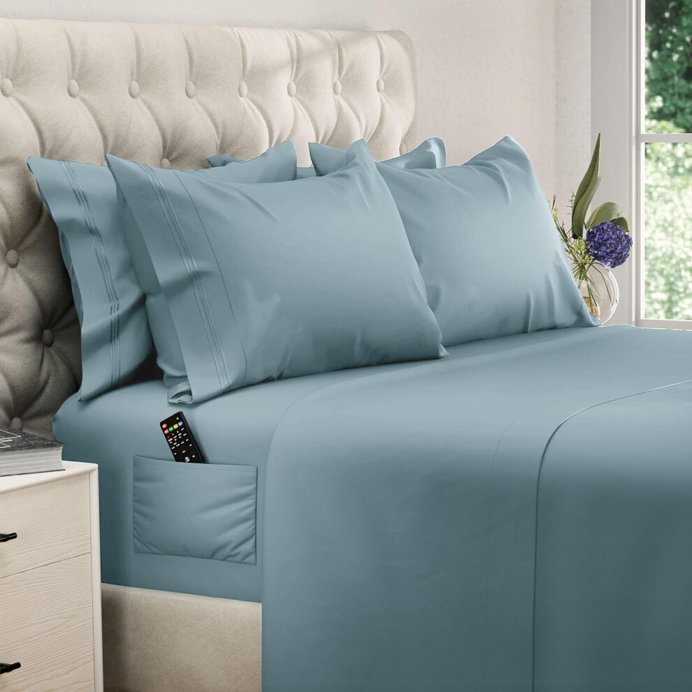 Parure de lit Queen Size DREAMCARE - 6 draps rafra   chissants - jusqu'    15 draps    pais - Collection 2500 Supreme - 100 % microfibre extra douce -