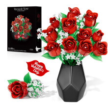 eafzv Flowers Bouquet Building Sets for Adults Valentines Day Gifts for Her and Him Botanical Collection DIY Rose Toy Kit Ideal Gift for Valentines