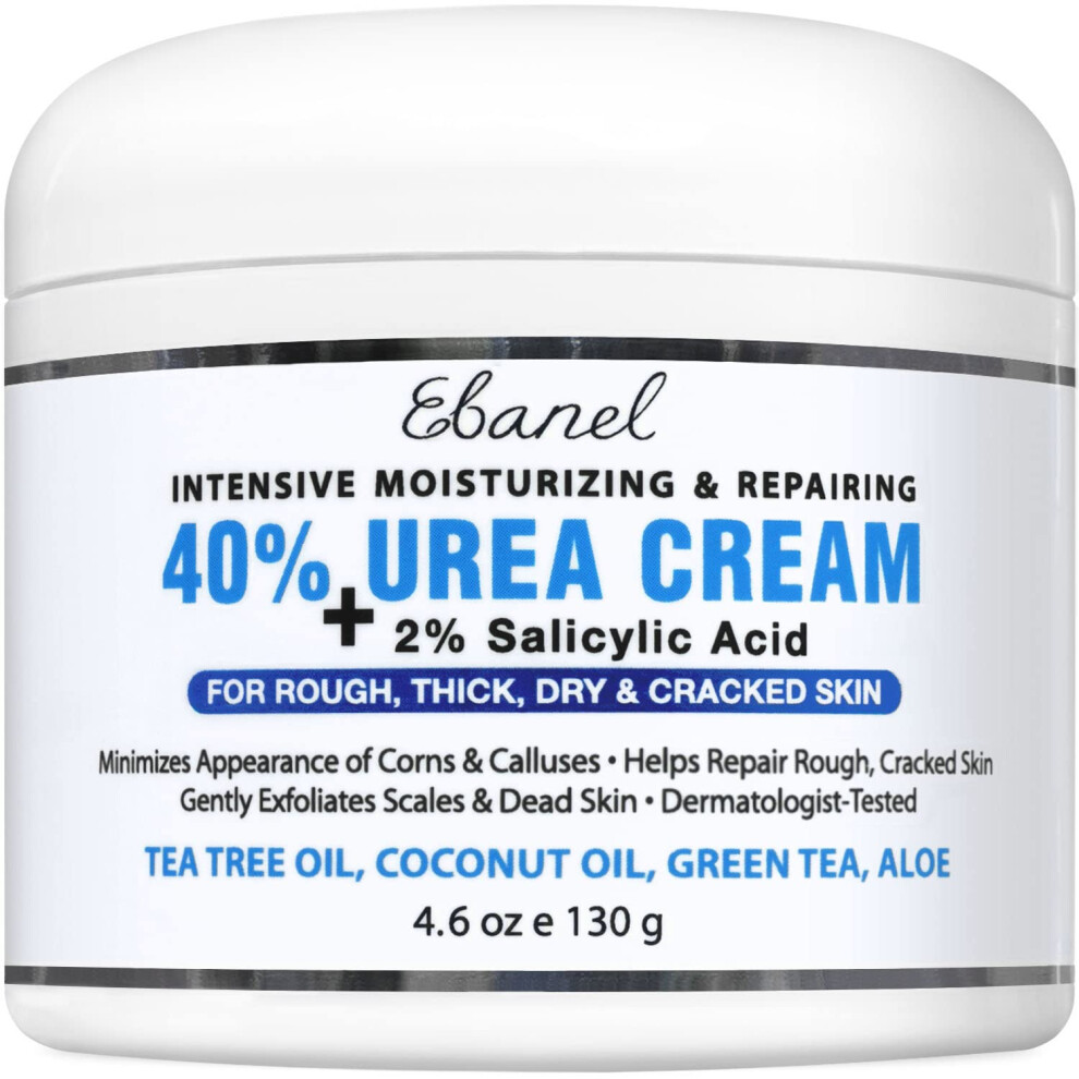 Ebanel Urea Cream 40% Plus Salicylic Acid 2% Foot Cream For Dry Cracked Heels Feet Knees Elbows Hands Foot Dead Skin Cuticle Callus Remover Toenail