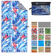Eccosophy Microfiber Beach Towel pour adultes - Tournettes de plage de voyage surdimensionnees avec poche - serviettes de piscine seches rapides