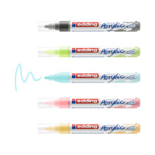 edding 5100 Acrylmarker - Gelb Blau Gr?n Rosa Grau - Acrylfarbenmarker 5er-Pack (Pastell) - Rundspitze 2-3mm - Acrylmarker f?r Kieselsteine, Lein