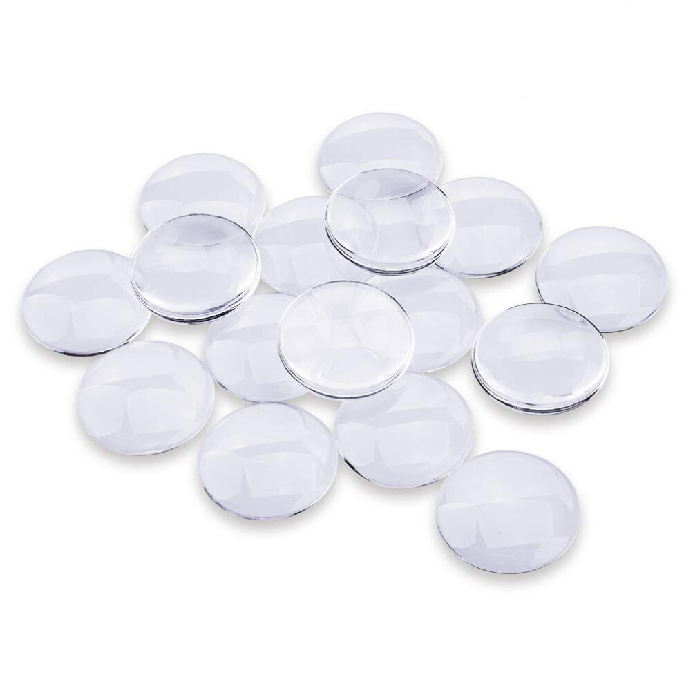 EFIVS ARTS 20PCS Transparent Glass Cabochons  Clear Glass Dome Tile Cabochon Half Round Flat Clear 1.57 Inch Non-calibrated Round for Photo Pendant Ma