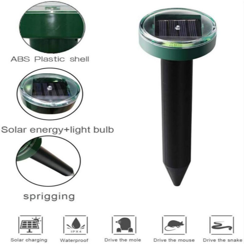 (round) Solar Animal Repeller Mole Repellent Snake Bird Mosquito Mouse Pest Repeller For Lawn Garden & Yard