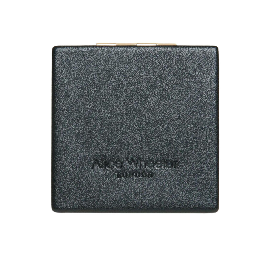 Alice Wheeler (Black) Nappa Ladies Square Compact Mirror In Giftbox
