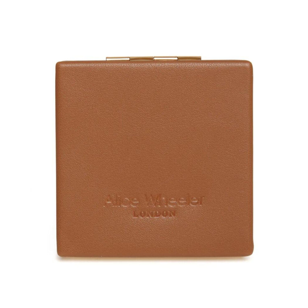 Alice Wheeler (Tan) Nappa Ladies Square Compact Mirror In Giftbox
