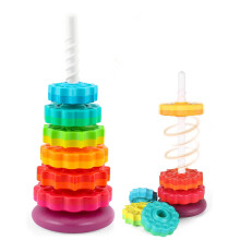 Eivaai Baby Spinning Stacking Toys Sensory Toys for Toddlers 1-3 Rainbow Ring Spin Montessori Toys for Babies 12 Months Autism Learning Toy for 1 2