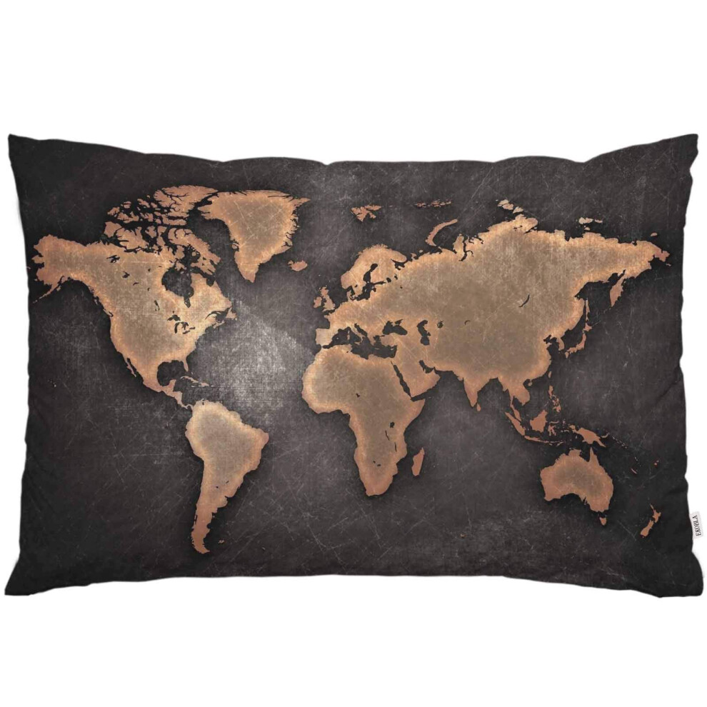 Housse de coussin EKOBLA, style rétro vieilli, carte du monde, rustique, grunge, décoration murale, taie d'oreiller lombaire, pour canapé, lit, t