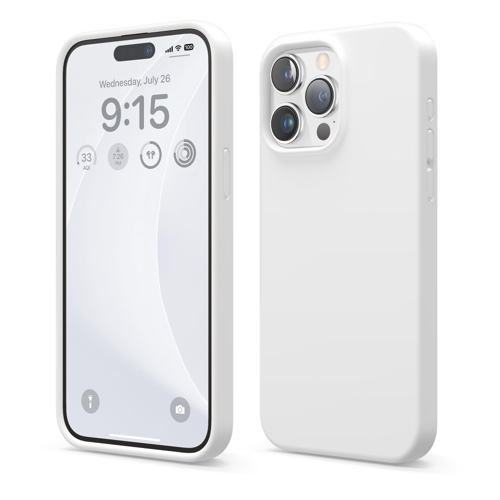Elago Liquid Silicone Case Compatible With Iphone 15 Pro Max Premium Quality Full Body Protection Case [4-Layer Shockproof Structure] Soft Microfib White 8809919815819